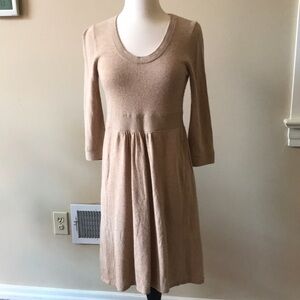 J. Crew Women's Knee Length Scoop Neck Cashmere Sweater Camel Dress Small